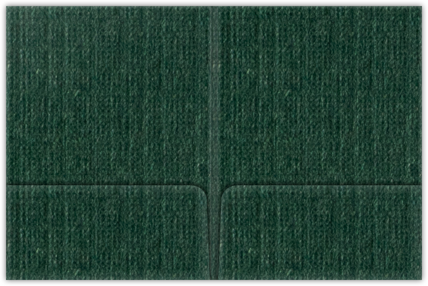 Green Linen 80lb 9 x 12 Two Pocket Folders with 4 Inch Round Corner Pockets and 1/4 Inch Expansion with Double Score Spine