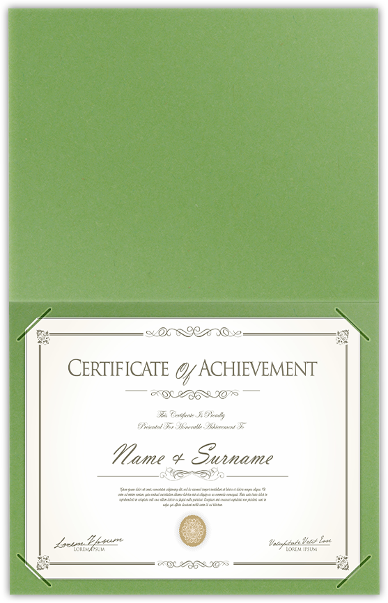 Gumdrop Green Vellum 100lb 9 1/2 x 12 Landscape or Portrait Certificate Holders with Square Corner Slits (Holds 8 1/2 x 11 Certificate)