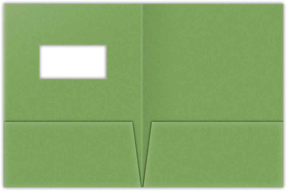 Gumdrop Green Vellum 100lb 9 x 12 Two Pocket Folders with 4 Inch Pockets and 2 x 4 Window