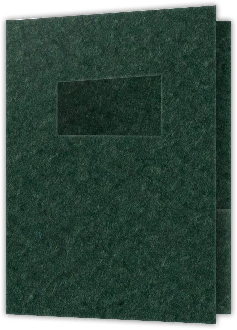 Hunter Green Felt 80lb 9 x 12 Two Pocket Folders with 4 Inch Pockets and 2 x 4 Window