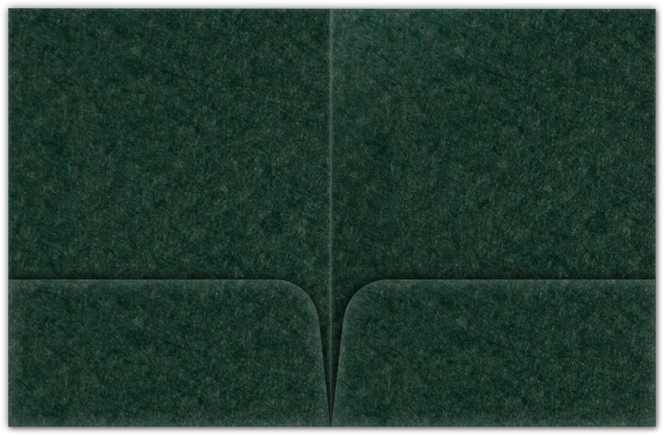 Hunter Green Felt 80lb 9 x 12 Two Pocket Folders with 4 Inch Round Corner Pockets