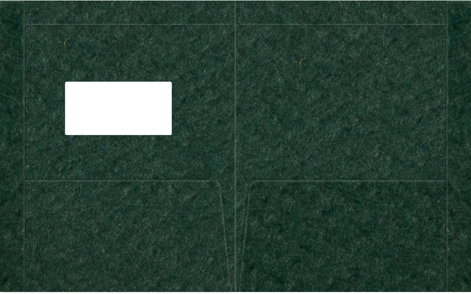 Hunter Green Felt 80lb 9 1/2 x 11 3/4 Two Pocket Folders with 4 1/2 Inch Pockets and 1 Inch Reinforced Top and Edges