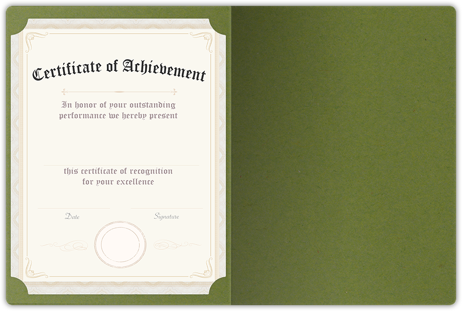 Jellybean Green Vellum 100lb 9 1/2 x 12 Landscape or Portrait Certificate Holders with Rounded Corner Slits