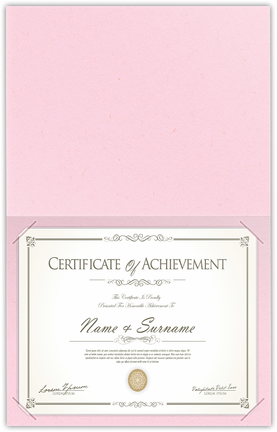 Pink Lemonade Vellum 100lb 9 1/2 x 12 Landscape or Portrait Certificate Holders with Square Corner Slits (Holds 8 1/2 x 11 Certificate)