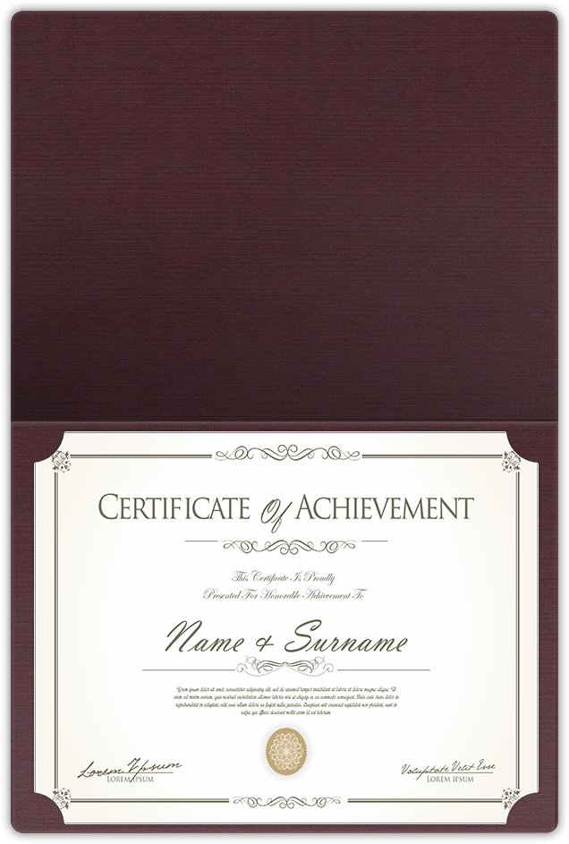 Merlot Linen 100lb 9 1/2 x 12 Landscape or Portrait Certificate Holders with Rounded Corner Slits