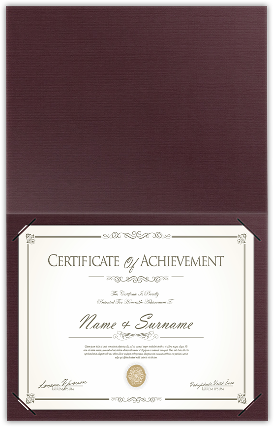 Merlot Linen 100lb 9 1/2 x 12 Landscape or Portrait Certificate Holders with Square Corner Slits (Holds 8 1/2 x 11 Certificate)