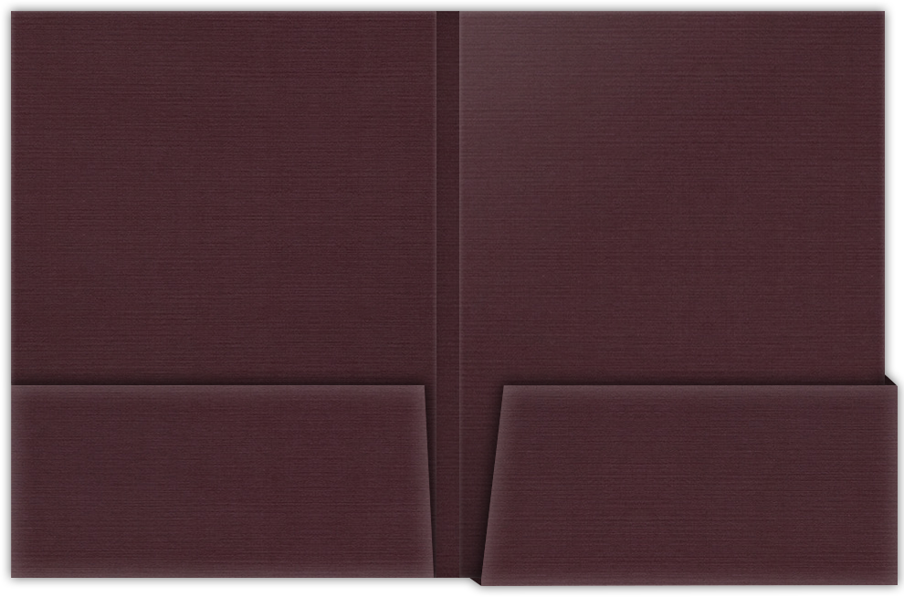 Merlot Linen 100lb 9 x 12 Two Pocket Folders with 4 1/4 Inch Deep Box Pockets and 1/4 Inch Expansion with Double Score Spine