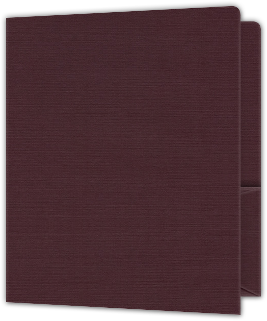 Merlot Linen 100lb 9 x 12 Two Pocket Round Corner Folders with 4 1/4 Inch Pocket