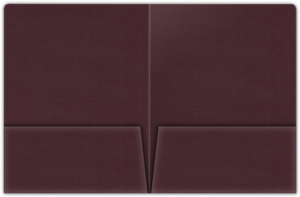 Merlot Linen 100lb 9 x 12 Two Pocket Round Corner Folders with 4 1/4 Inch Pocket