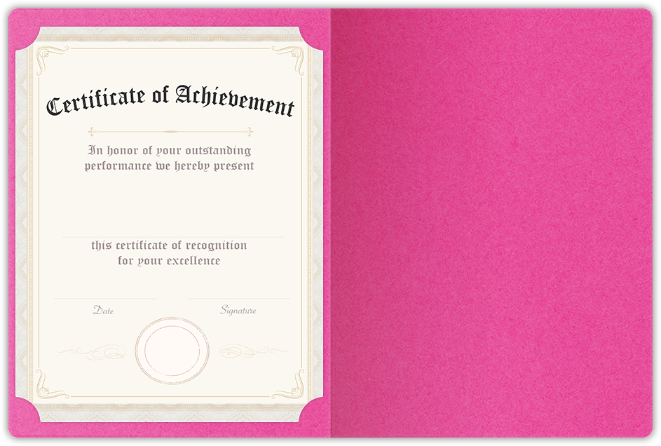 Razzle Berry Vellum 100lb 9 1/2 x 12 Landscape or Portrait Certificate Holders with Rounded Corner Slits