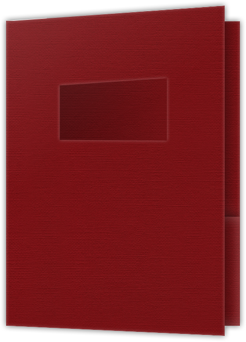 Red Hopsack 90lb 9 x 12 Two Pocket Folders with 4 Inch Pockets and 2 x 4 Window