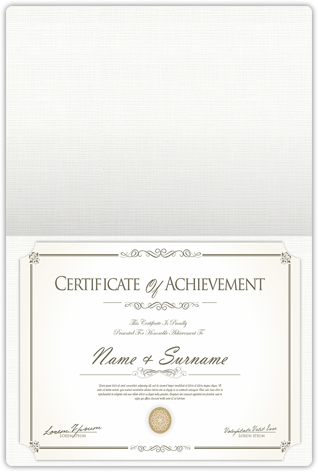 Bright White Linen 100lb 9 1/2 x 12 Landscape or Portrait Certificate Holders with Rounded Corner Slits