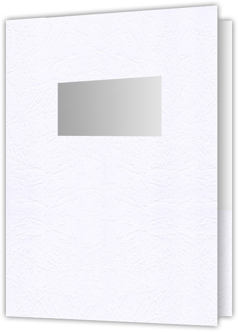 Marble Crush White Smooth 12pt C1S 9 x 12 Two Pocket Folders with 4 Inch Pockets and 2 x 4 Window