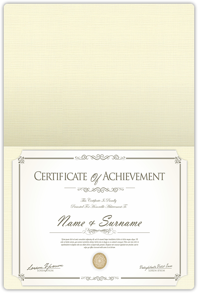 Natural White Linen 100lb 9 1/2 x 12 Landscape or Portrait Certificate Holders with Rounded Corner Slits