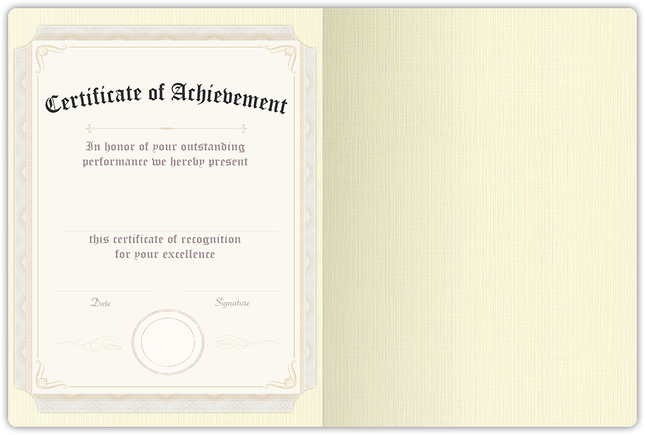 Natural White Linen 100lb 9 1/2 x 12 Landscape or Portrait Certificate Holders with Rounded Corner Slits