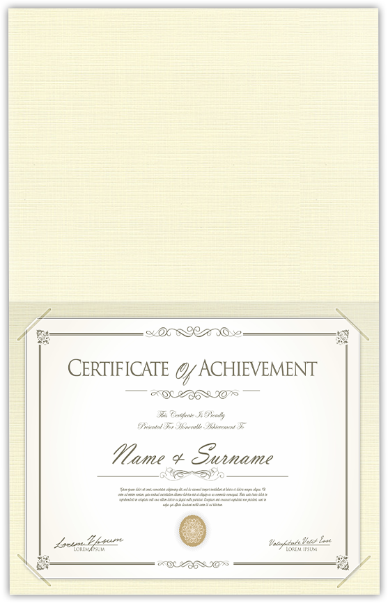 Natural White Linen 100lb 9 1/2 x 12 Landscape or Portrait Certificate Holders with Square Corner Slits (Holds 8 1/2 x 11 Certificate)