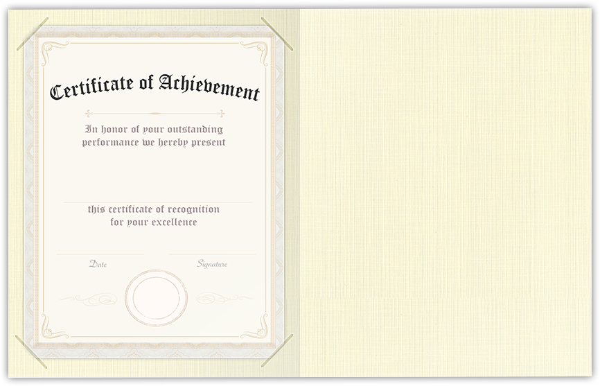 Natural White Linen 100lb 9 1/2 x 12 Landscape or Portrait Certificate Holders with Square Corner Slits (Holds 8 1/2 x 11 Certificate)