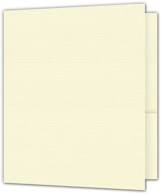 Natural White Linen 100lb 9 x 12 Two Pocket Folders with 4 Inch Round Corner Pockets