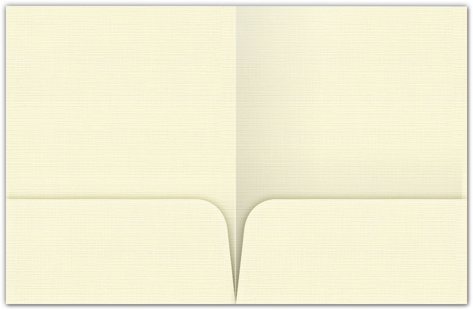 Natural White Linen 100lb 9 x 12 Two Pocket Folders with 4 Inch Round Corner Pockets