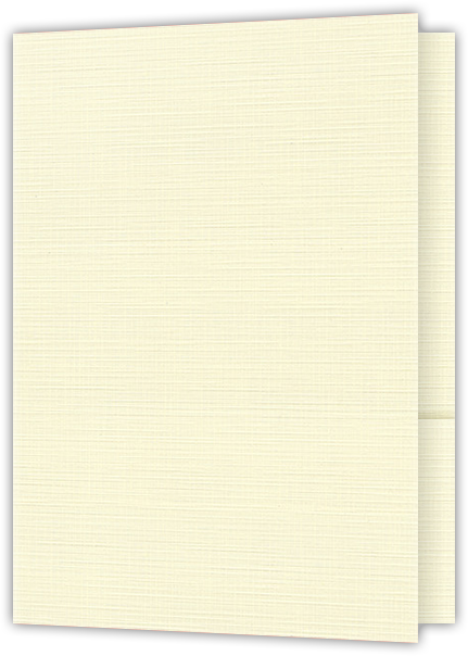 Natural White Linen 100lb 9 x 12 Two Pocket Folders with 4 Inch Round Corner Pockets and 1/4 Inch Expansion with Double Score Spine