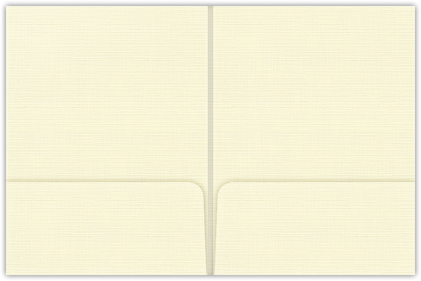 Natural White Linen 100lb 9 x 12 Two Pocket Folders with 4 Inch Round Corner Pockets and 1/4 Inch Expansion with Double Score Spine