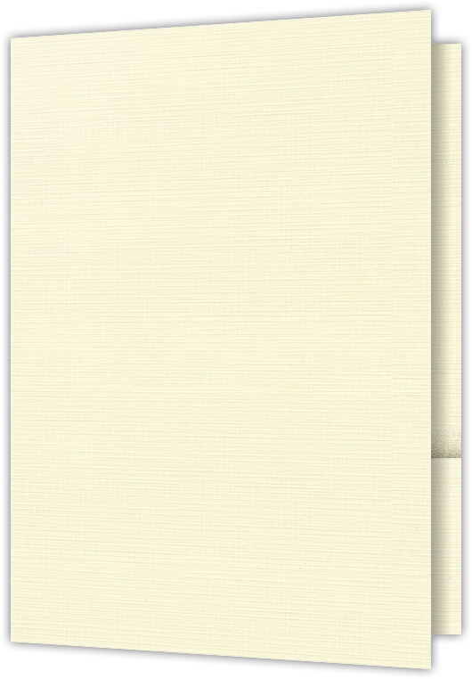 Natural White Linen 100lb 9 1/2 x 14 1/2 Two Pocket Legal Folders with 4 1/2 Inch Pockets