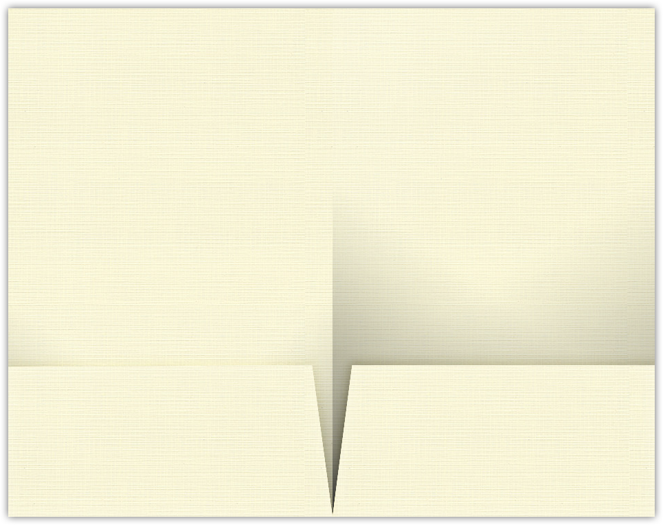 Natural White Linen 100lb 9 1/2 x 14 1/2 Two Pocket Legal Folders with 4 1/2 Inch Pockets