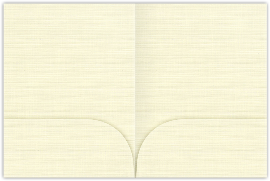 Natural White Linen 100lb 9 x 12 Two Pocket Folders with 4 Inch Curved Pockets