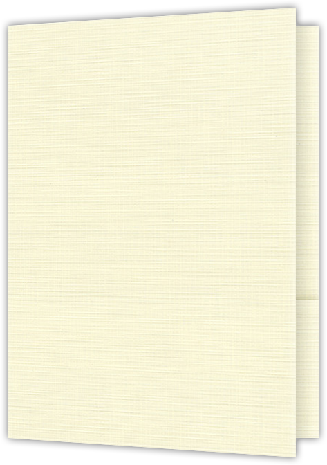 Natural White Linen 100lb 9 x 12 Two Pocket Folders with 4 Inch Curved Pockets
