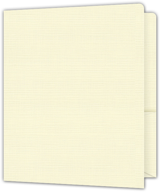 Natural White Linen 100lb 9 x 12 Two Pocket Round Corner Folders with 4 1/4 Inch Pocket