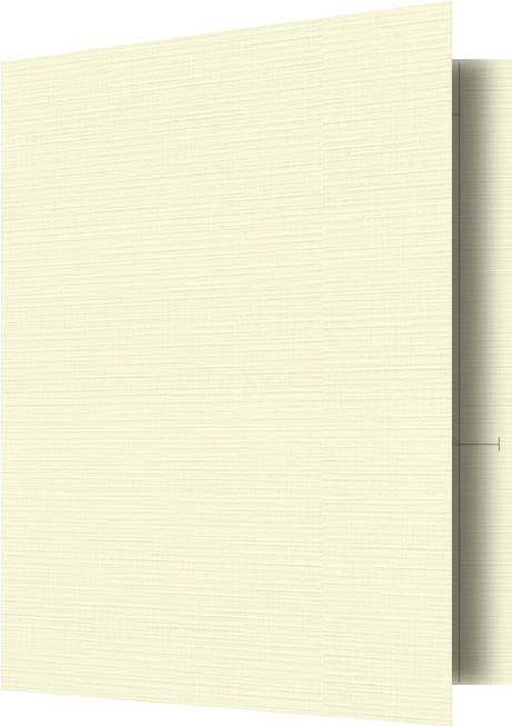 Natural White Linen 100lb 9 1/2 x 11 3/4 Two Pocket Folders with 4 1/2 Inch Pockets and 1 Inch Reinforced Top and Edges