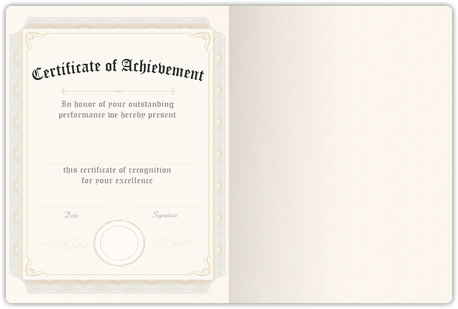 Warm White Felt 80lb 9 1/2 x 12 Landscape or Portrait Certificate Holders with Rounded Corner Slits