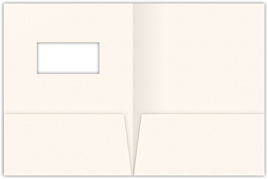 Warm White Felt 80lb 9 x 12 Two Pocket Folders with 4 Inch Pockets and 2 x 4 Window