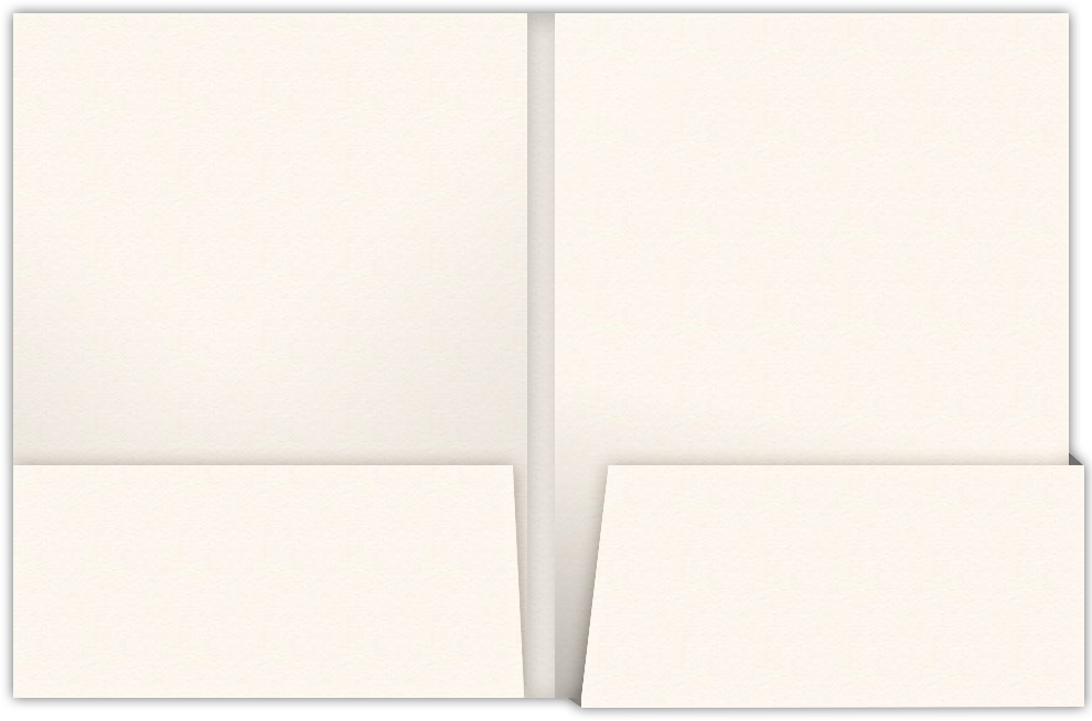 Warm White Felt 80lb 9 x 12 Two Pocket Folders with 4 1/4 Inch Deep Box Pockets and 1/4 Inch Expansion with Double Score Spine