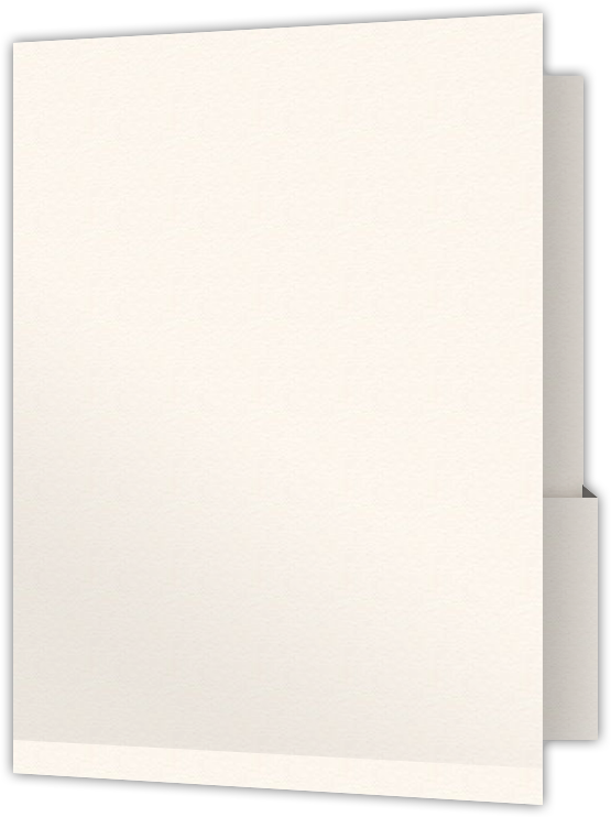 Warm White Felt 80lb 9 x 12 Two Pocket Folders with 4 1/4 Inch Deep Box Pockets and 1/4 Inch Expansion with Double Score Spine