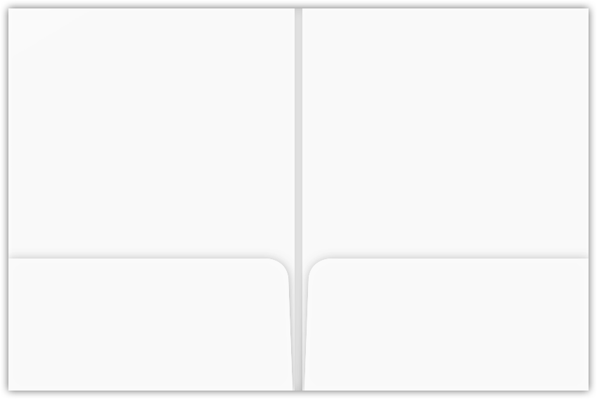 White Smooth 110lb 9 x 12 Two Pocket Folders with 4 Inch Round Corner Pockets and 1/4 Inch Expansion with Double Score Spine