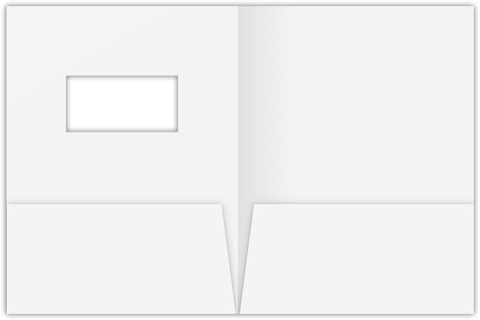 White Semi-Gloss 12pt C1S 9 x 12 Two Pocket Folders with 4 Inch Pockets and 2 x 4 Window