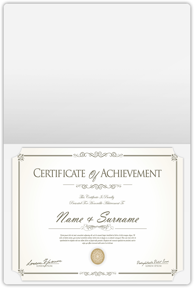 White Semi-Gloss 12pt C2S 9 1/2 x 12 Landscape or Portrait Certificate Holders with Rounded Corner Slits