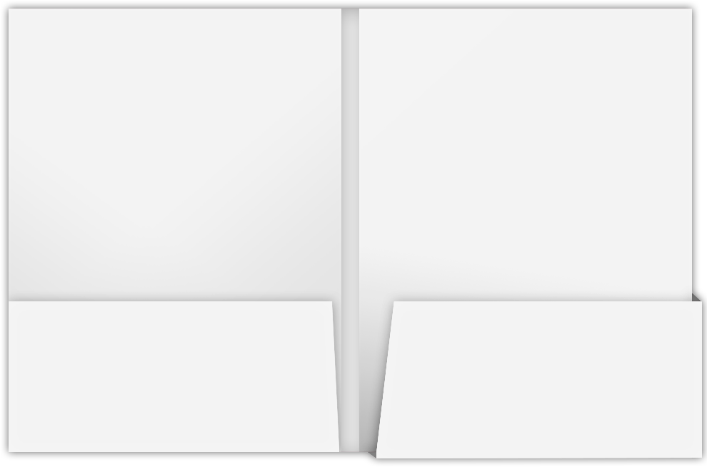White Semi-Gloss 14pt C1S 9 x 12 Two Pocket Folders with 4 1/4 Inch Deep Box Pockets and 1/4 Inch Expansion with Double Score Spine