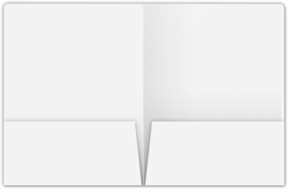 White Semi-Gloss 14pt C1S 9 x 12 Two Pocket Round Corner Folders with 4 1/4 Inch Pocket