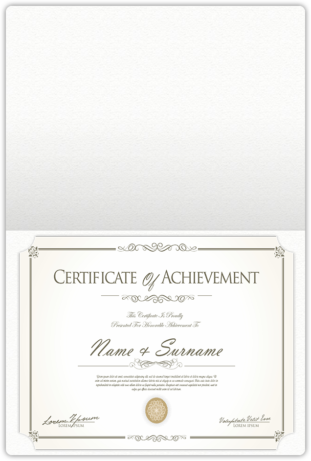 White Felt 80lb 9 1/2 x 12 Landscape or Portrait Certificate Holders with Rounded Corner Slits