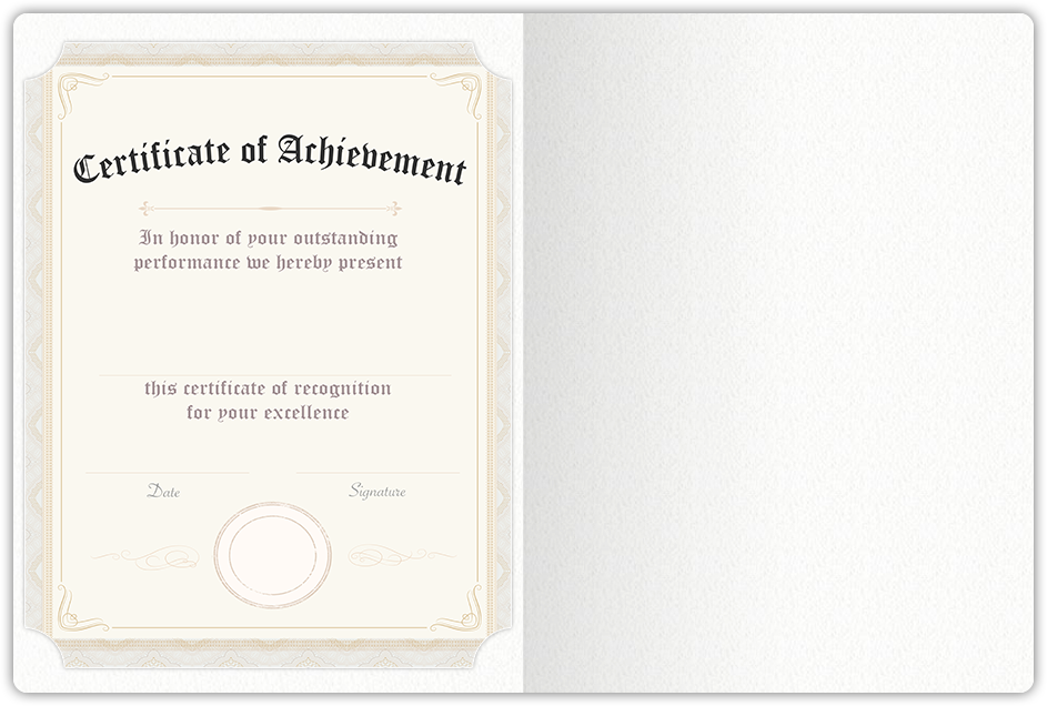 White Felt 80lb 9 1/2 x 12 Landscape or Portrait Certificate Holders with Rounded Corner Slits