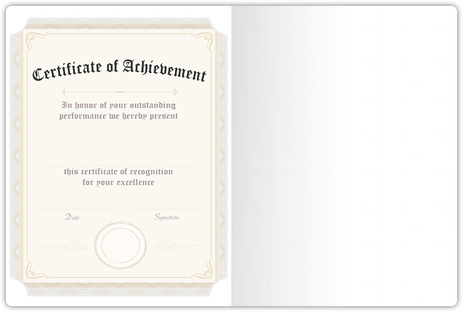 White Smooth 80lb 9 1/2 x 12 Landscape or Portrait Certificate Holders with Rounded Corner Slits