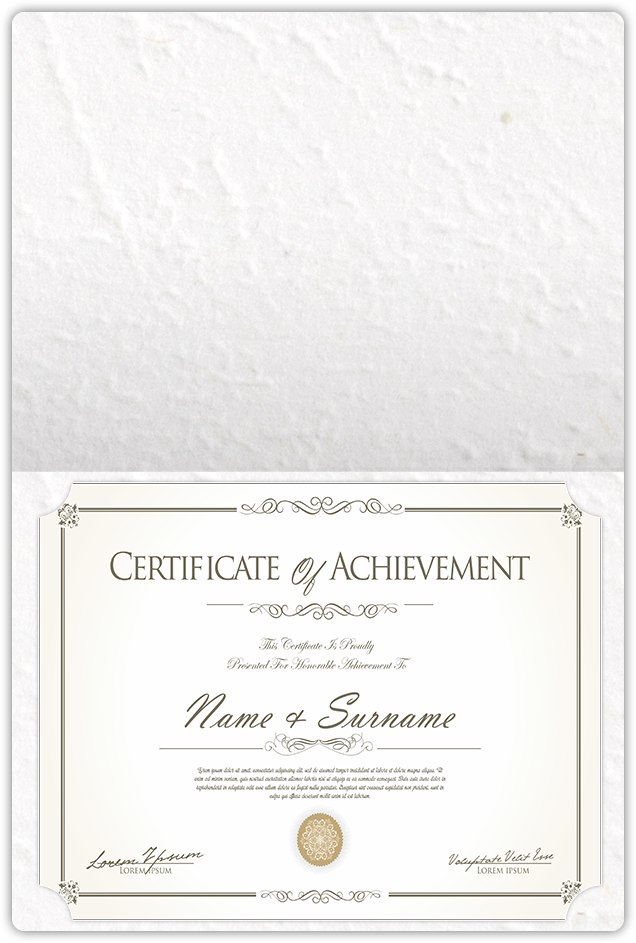 White Cordwain 90lb 9 1/2 x 12 Landscape or Portrait Certificate Holders with Rounded Corner Slits