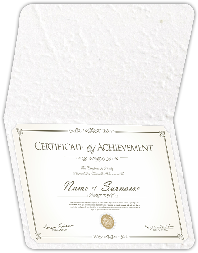 White Cordwain 90lb 9 1/2 x 12 Landscape or Portrait Certificate Holders with Rounded Corner Slits