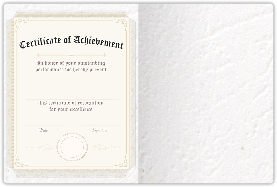 White Cordwain 90lb 9 1/2 x 12 Landscape or Portrait Certificate Holders with Rounded Corner Slits