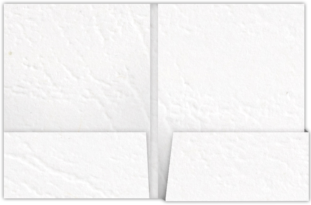 White Cordwain 90lb 9 x 12 Two Pocket Folders with 4 1/4 Inch Deep Box Pockets and 1/4 Inch Expansion with Double Score Spine