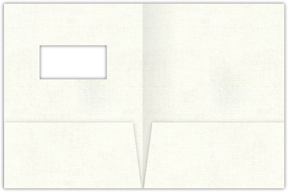 White Hopsack 90lb 9 x 12 Two Pocket Folders with 4 Inch Pockets and 2 x 4 Window