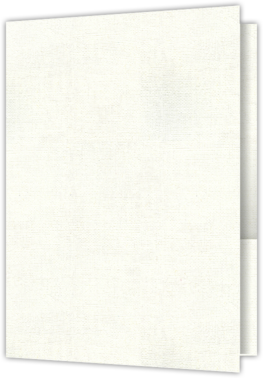 White Hopsack 90lb 6 x 9 Two Pocket Half Size Folders with 3 Inch Pockets