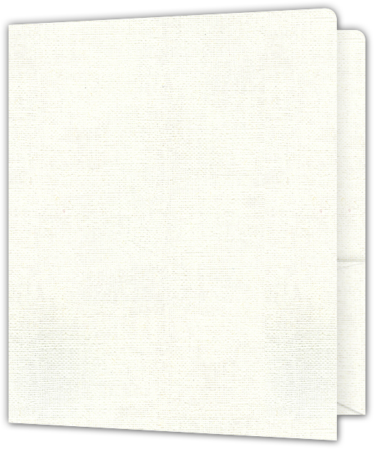 White Hopsack 90lb 9 x 12 Two Pocket Round Corner Folders with 4 1/4 Inch Pocket